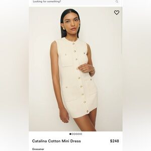 Reformation Cream Button-Front Mini Dress
